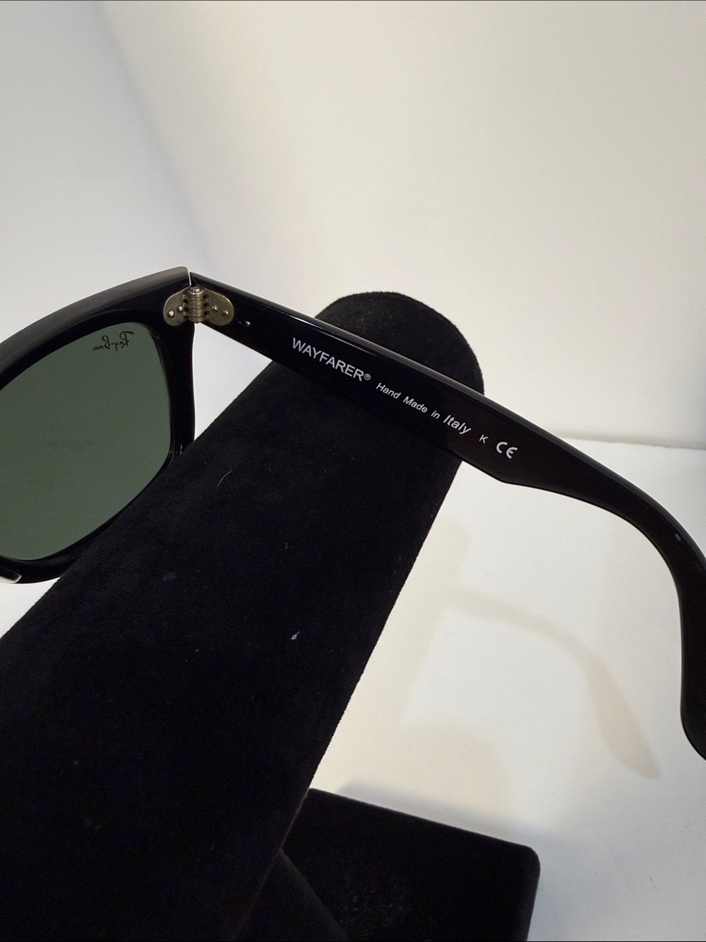Vintage Ray-Ban Black Wayfarer Sunglasses with Green Lenses - Picture 10 of 16